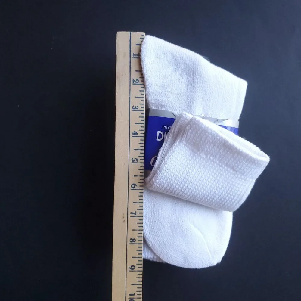 Diabetic Crew Socks White Size M 9-11 (Shoe Size 4-10) 3 Pairs NWT Loose Fit Top